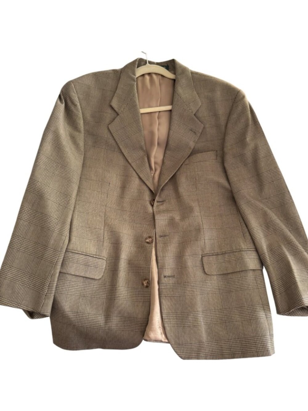 Brandini Le Collezioni Mens 41R Wool Silk Plaid Blazer Two Button Brown Canada - Picture 10 of 10